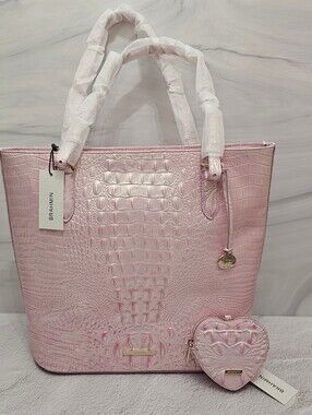 RARE NWT Brahmin Ezra Rose Water Melbourne 3 Eyes On Tote + Heart Pouch Set
